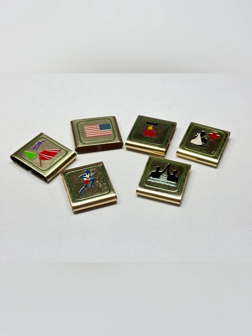 Vintage Boy Scouts Webelos Skill Award Belt Loops Lot 6 1970s 80s Brass Badges